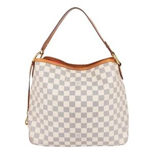 Louis Vuitton Damier Azur Canvas Shoulder Bag with Tan Trim